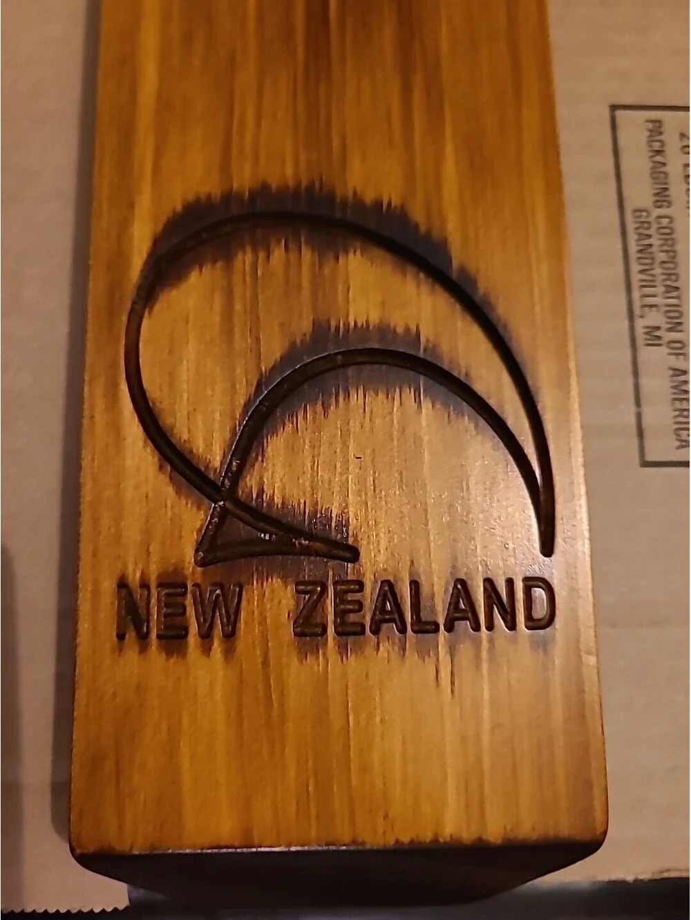 MAORI WINE bottle holder vtg tattoo tiki art wood carving new zealand abalone